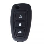 Silicone 3 buttons car key case black for Ford