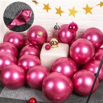 10x Glossy pearl inflatable chrome balloons metallic red