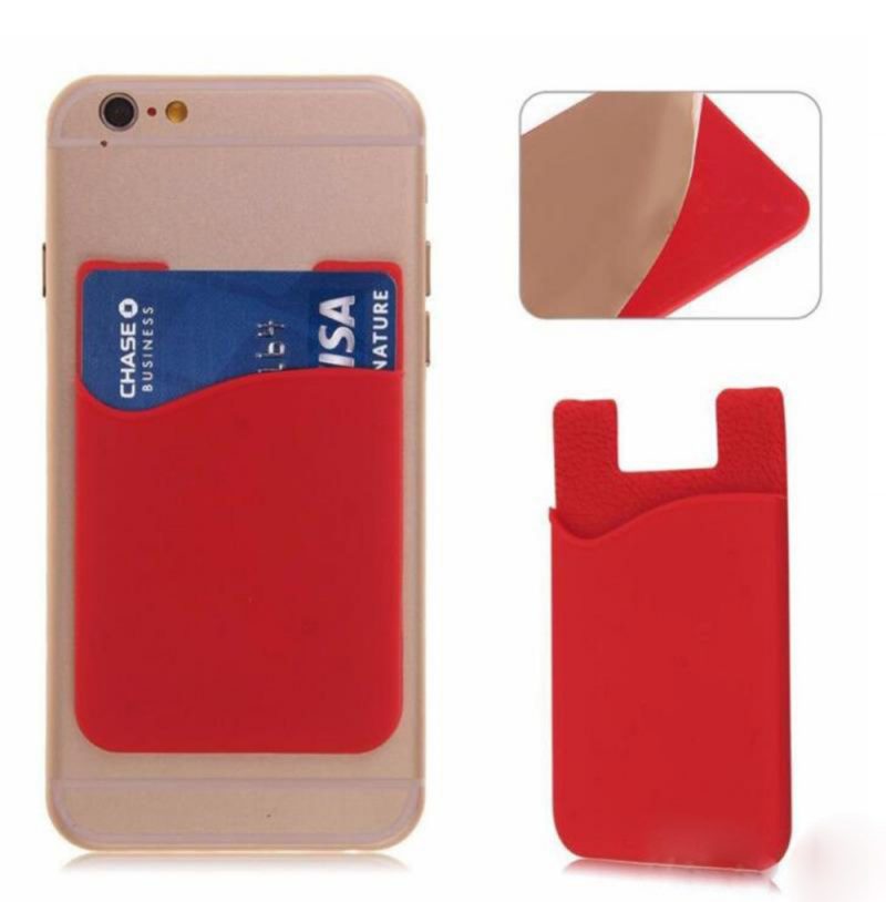 2x Silicone sock wallet card cash pocket sticker red