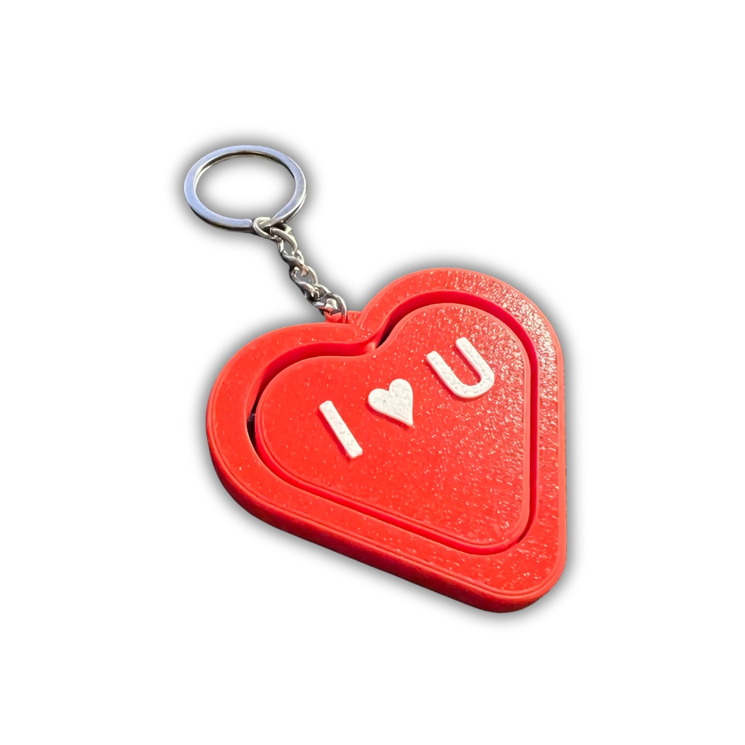 Spinning Heart Keyring Valentine Love Keychain