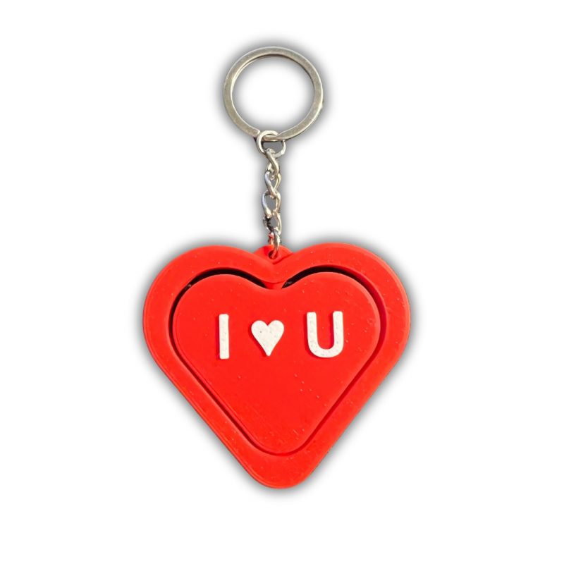 Spinning Heart Keyring Valentine Love Keychain