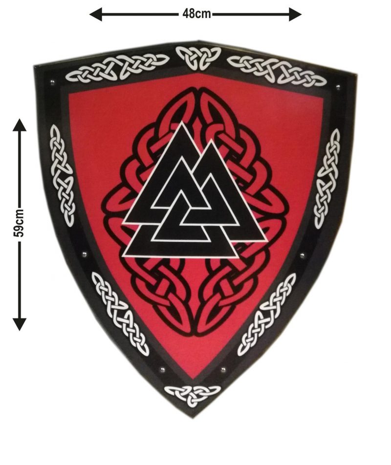 Trämedeltida Valknut Viking böjd sköld SWE81