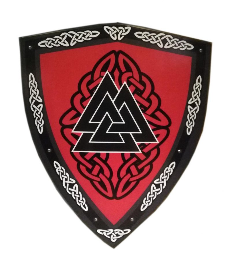 Trämedeltida Valknut Viking böjd sköld SWE81