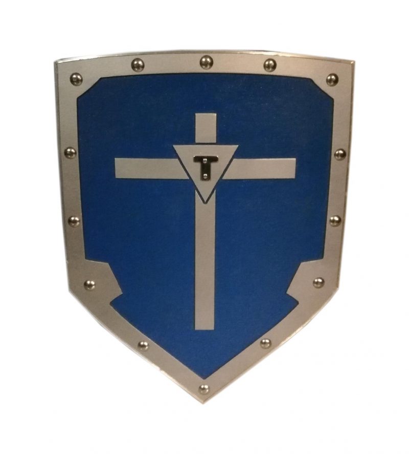 Trämedeltida Viking Cross Shield - Blå SWE104