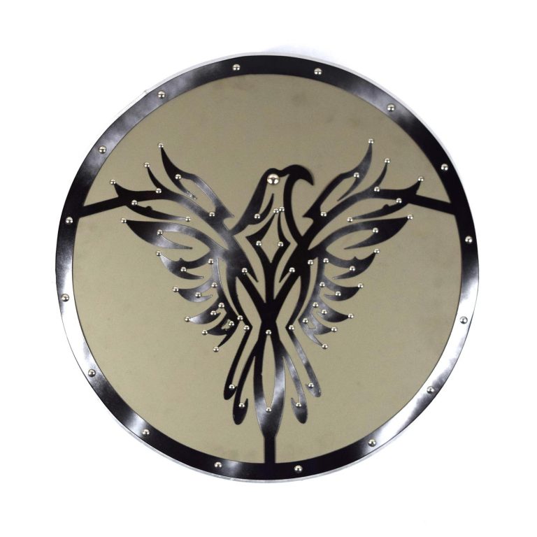 Trä/läder Medeltida Norse Flaming Phoenix Shield SWE62