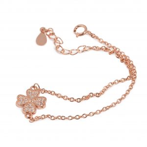 Roségoudkleurige klaverarmband van sterling zilver