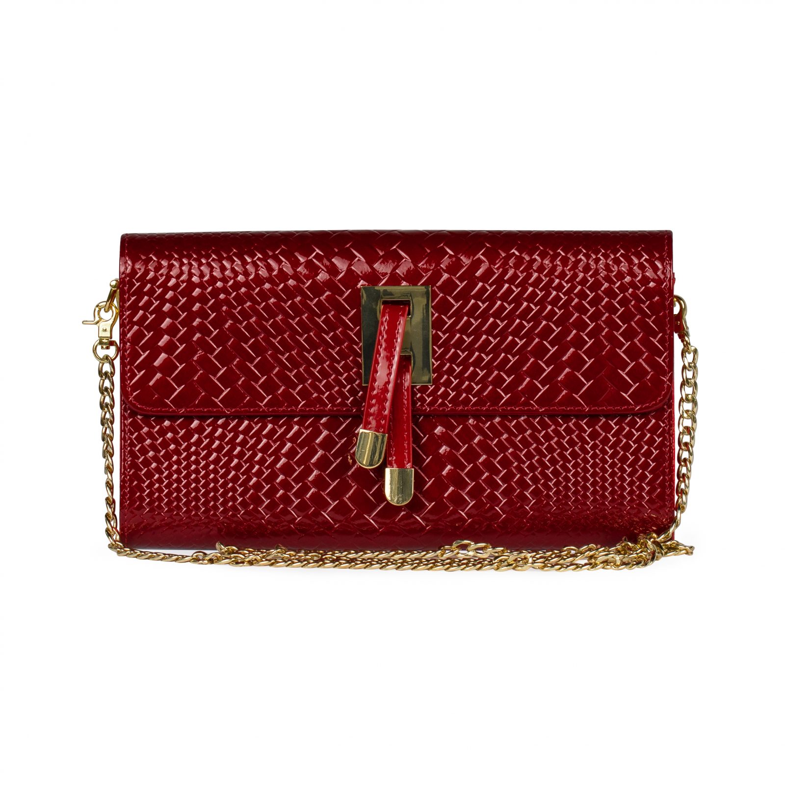 EMBOSSED-LEATHER EVENING BAG CLASSY RED – CHICZ