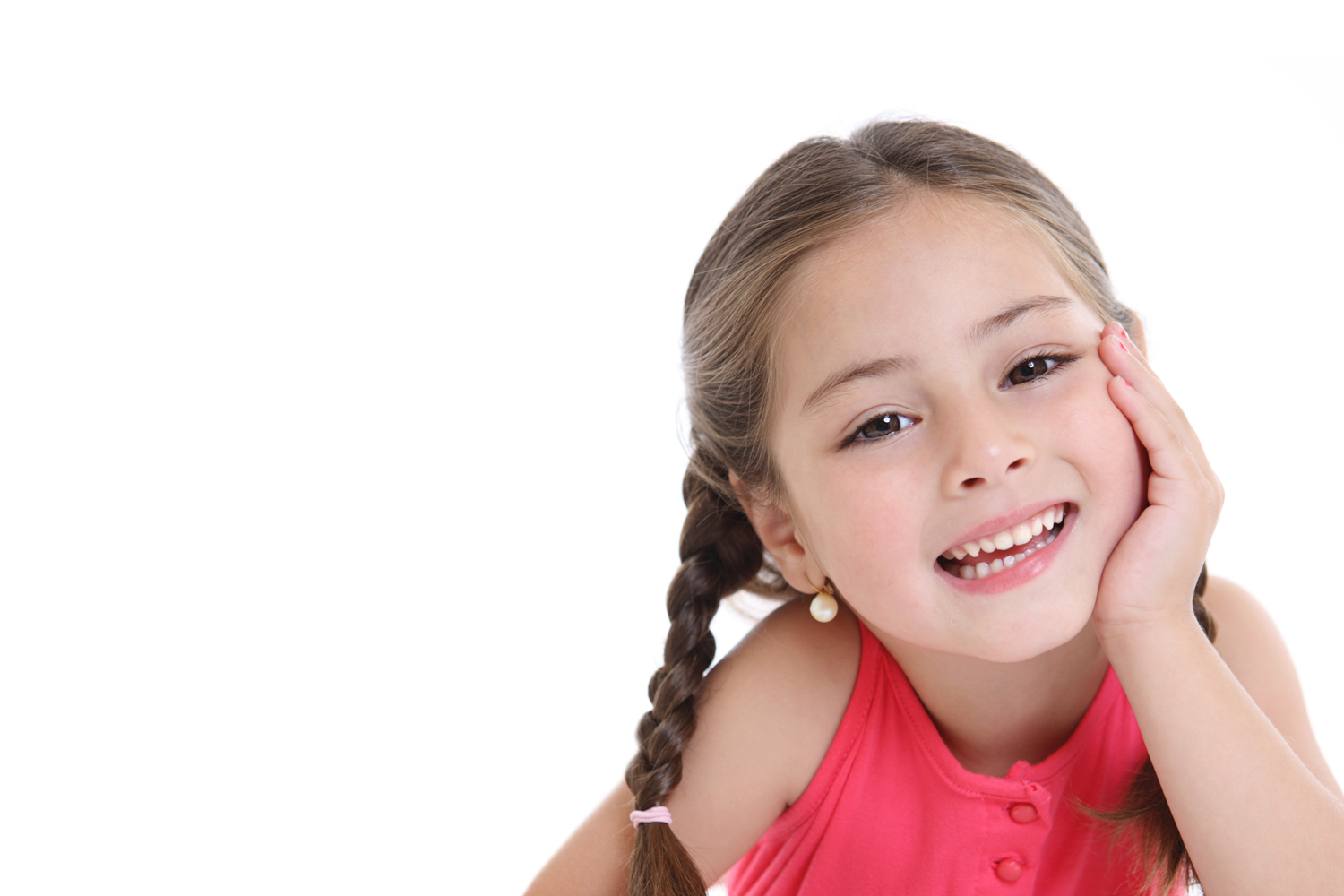 young girl leaning on hand