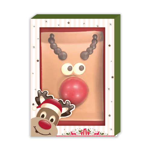 Melkchocolade tablet ‘Rudolph’ in vensterdoos (200 gram)