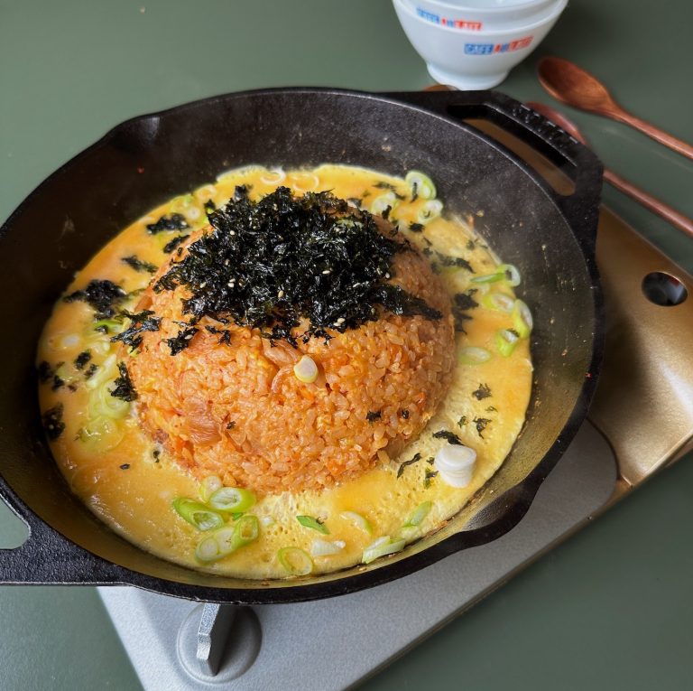 Cheesy kimchi fried rice
