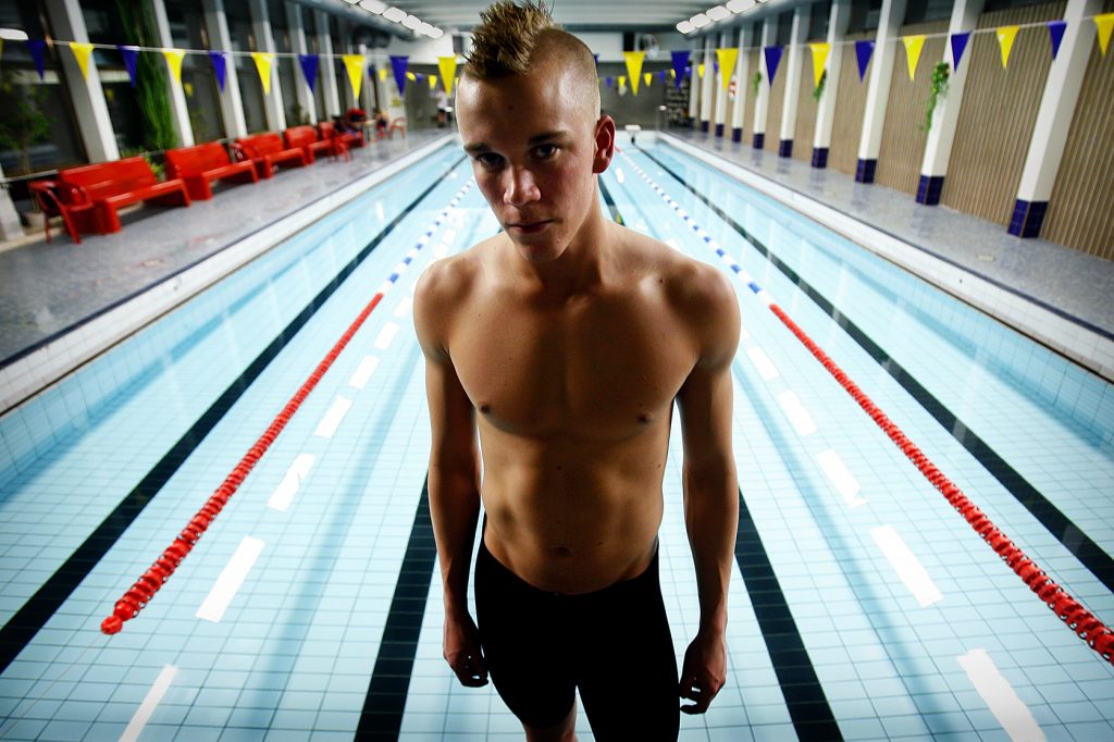 Niklas Borin  *** Local Caption *** Simning: Niklas Borin vann mycket överraskande JSM-finalen på 50 meter ryggsim