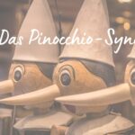 Bild von 3 Holz-Pinocchios, die lange Nasen haben