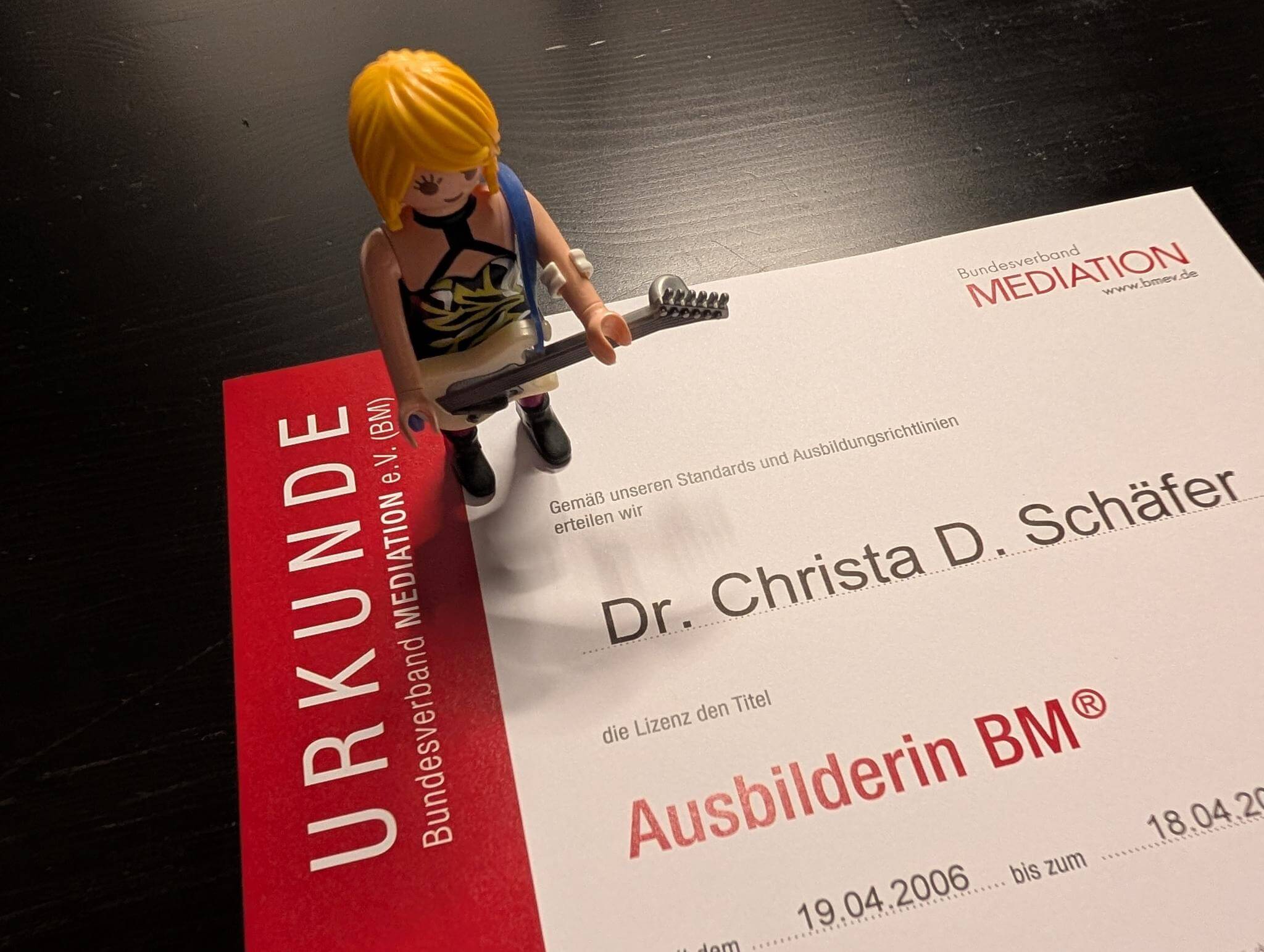 Urkunde vom Bundesverband Mediation für Christa Schäfer
