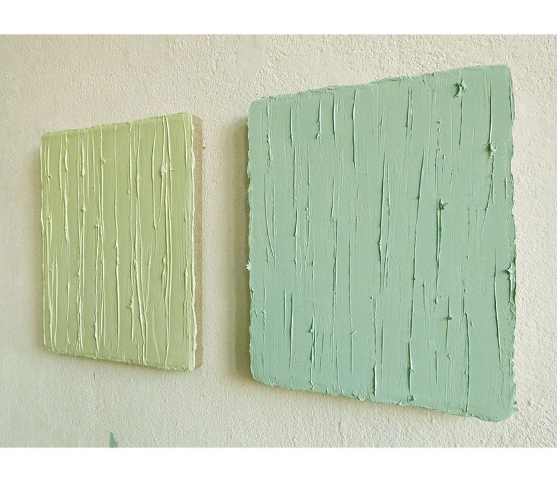 Seitenansicht: 2 x Öl auf Leinwand 2016, je 31 x 26 cm