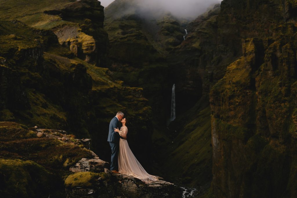 Stunning adventure elopement in the Múlagljúfur canyon in Iceland - photographed by Christin Eide Photography