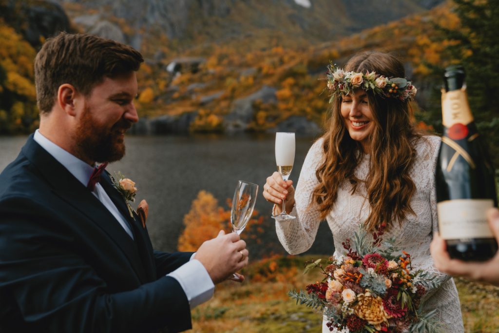 Eloping in Norway with a Champagne toast after the ceremony