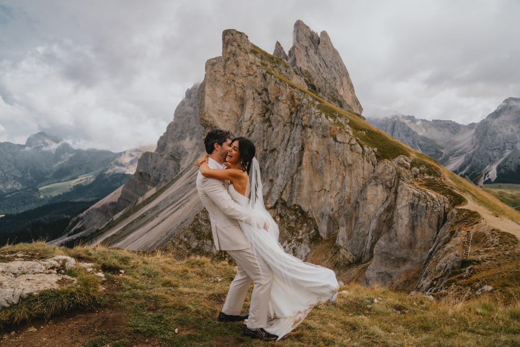 Intimate wedding magic in Seceda, Dolomites Italy. By Christin Eide Photography