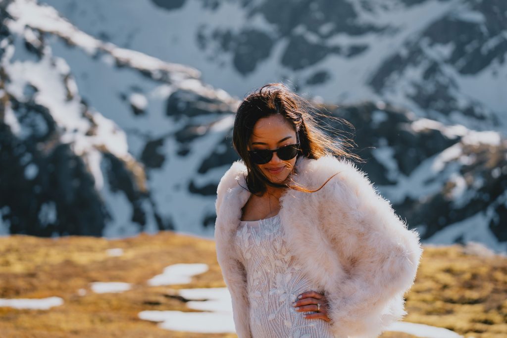 Winter elopement in Lofoten. Mountain wear. By Christin Eide Photography