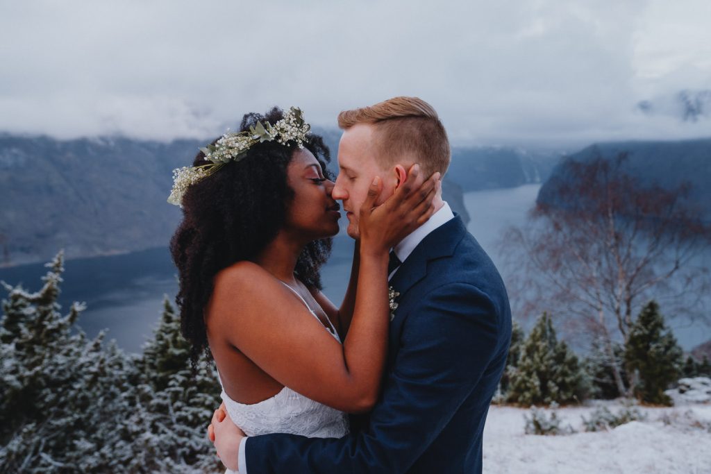 Aurland, Norway elopement bride and groom, photographed by Christin Eide Photography
