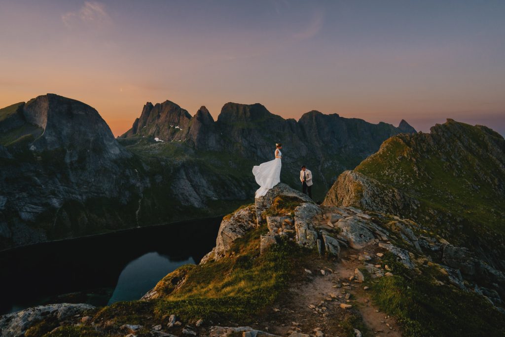 Lofoten, Norway elopement bride and groom, photographed by Christin Eide Photography
