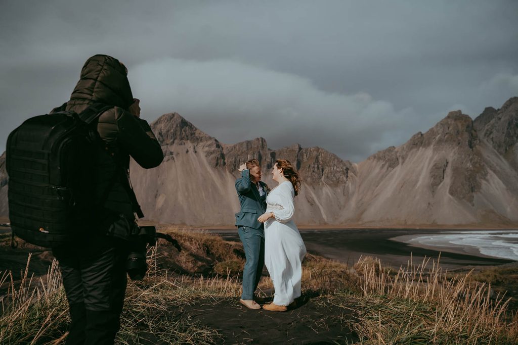 Norway, Europe & Iceland adventure elopement photographer, Christin Eide, photographing a bride and groom