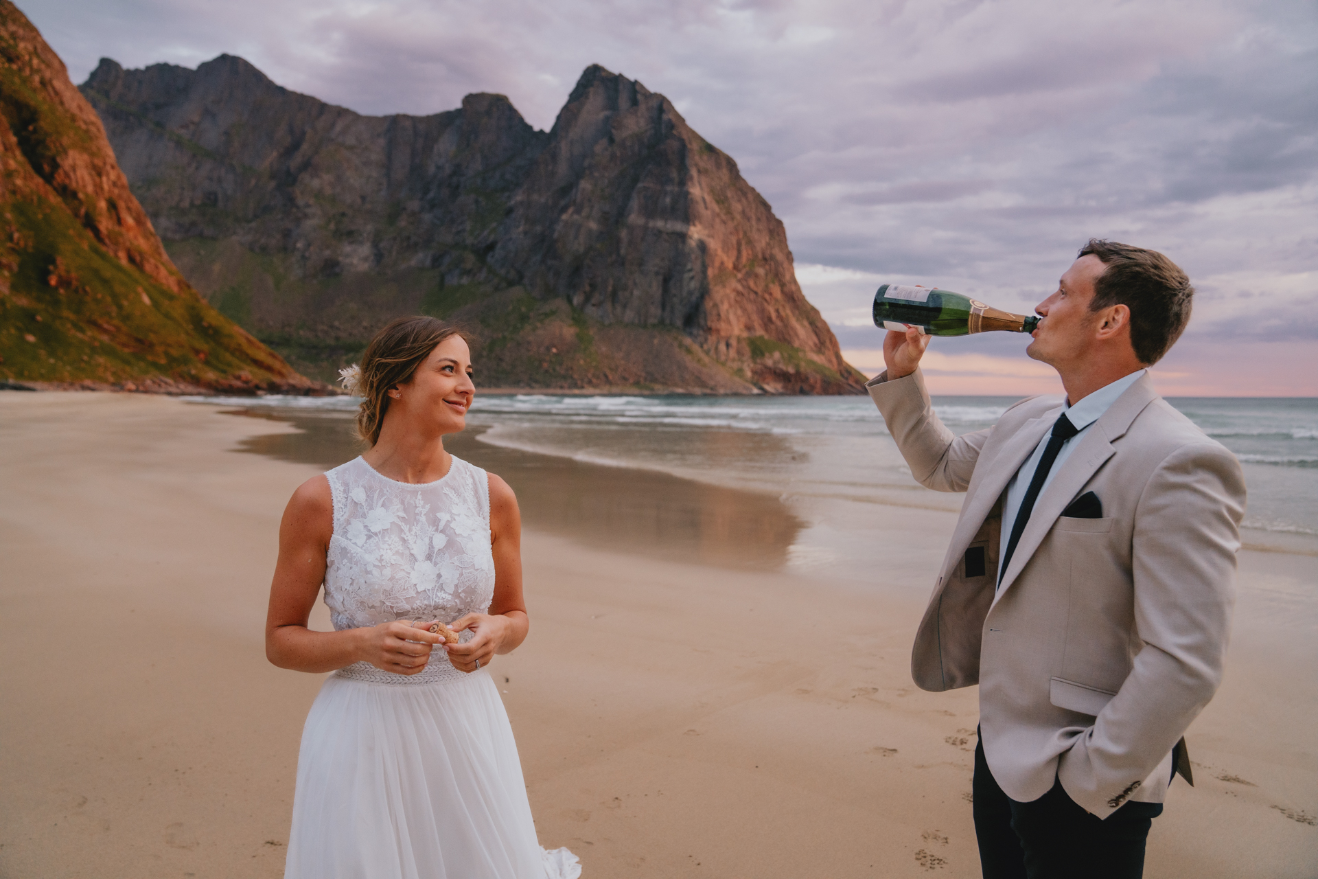 Multi day elopement with champagne in the Lofoten Islands - by Christin Eide Photography