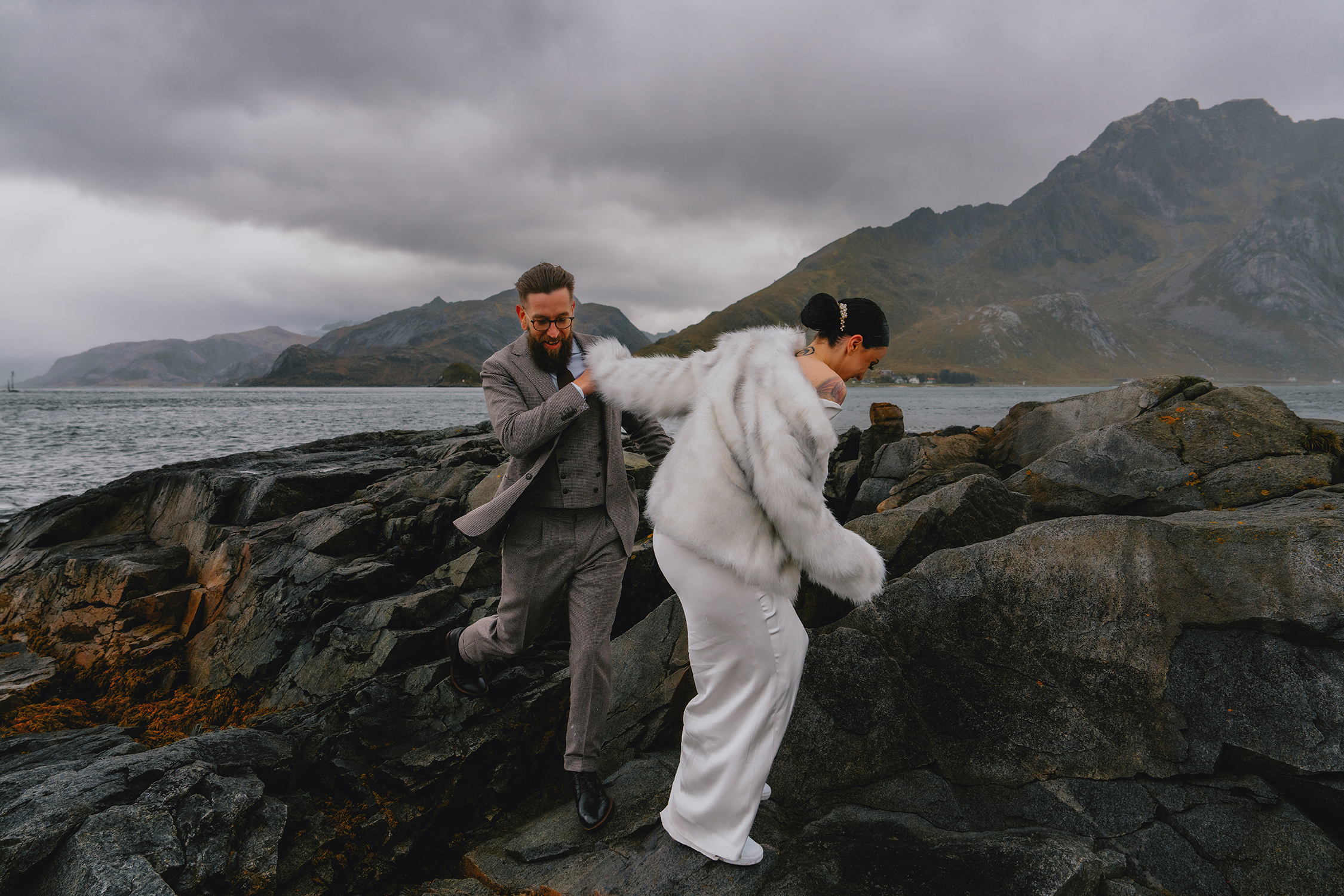 Adventurous autumn elopement in the Lofoten Islands Fun by Christin Eide Photography