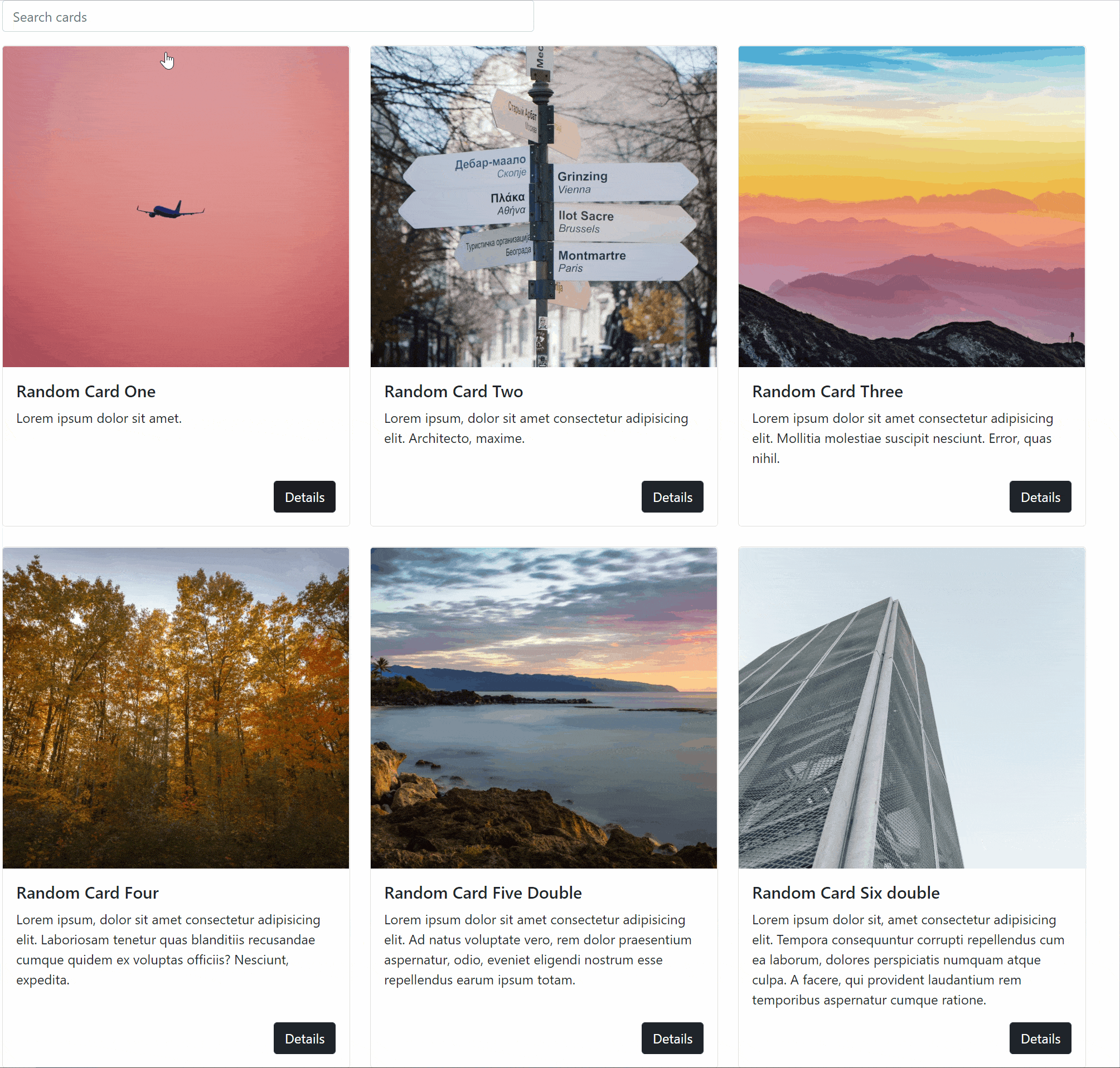 Final result of a bootstrap gallery with javascript filter