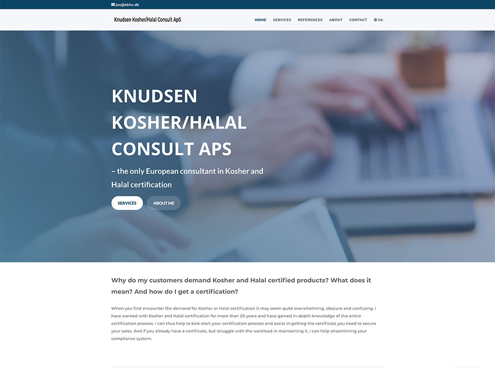 webdesign af forside tekst kkhc