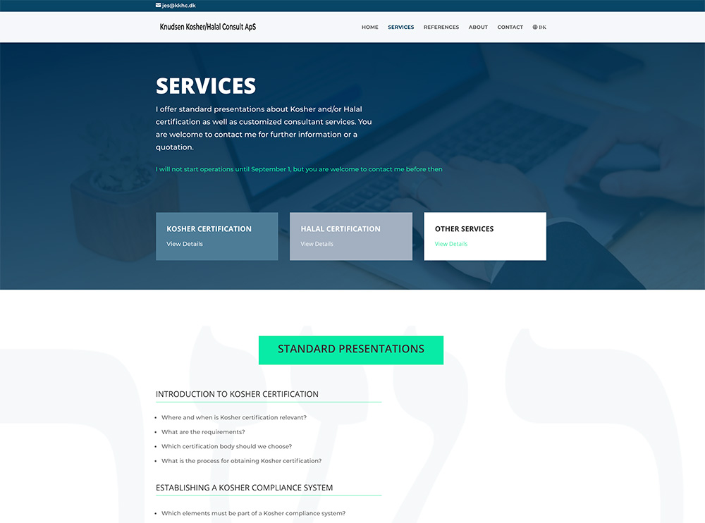 webdesign af side med services