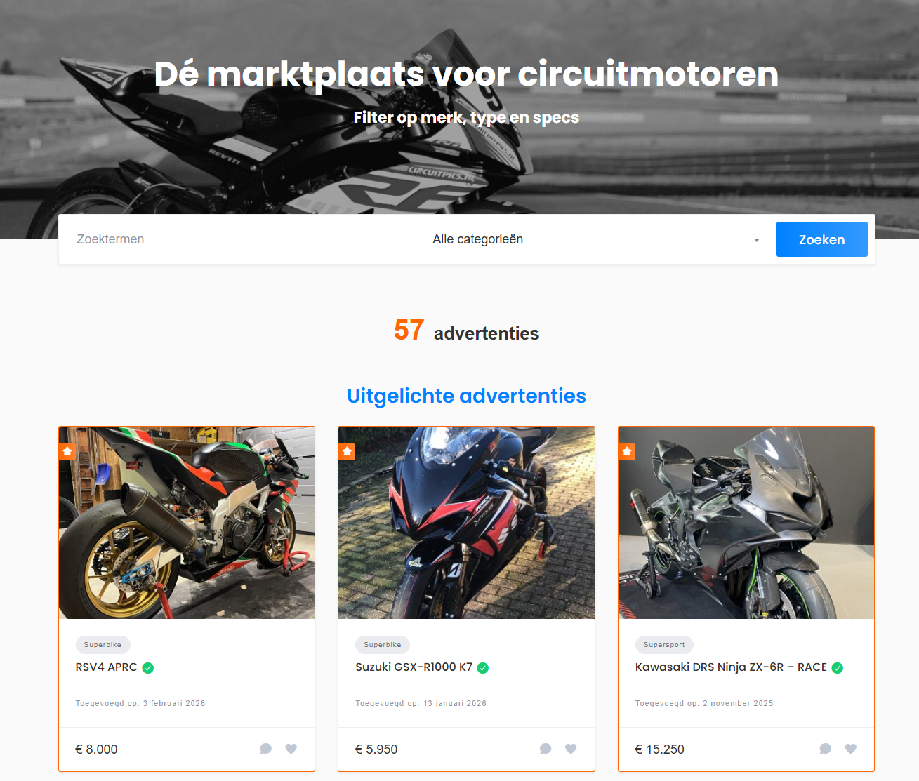 De marktplaats voor het kopen en verkopen van circuitmotoren