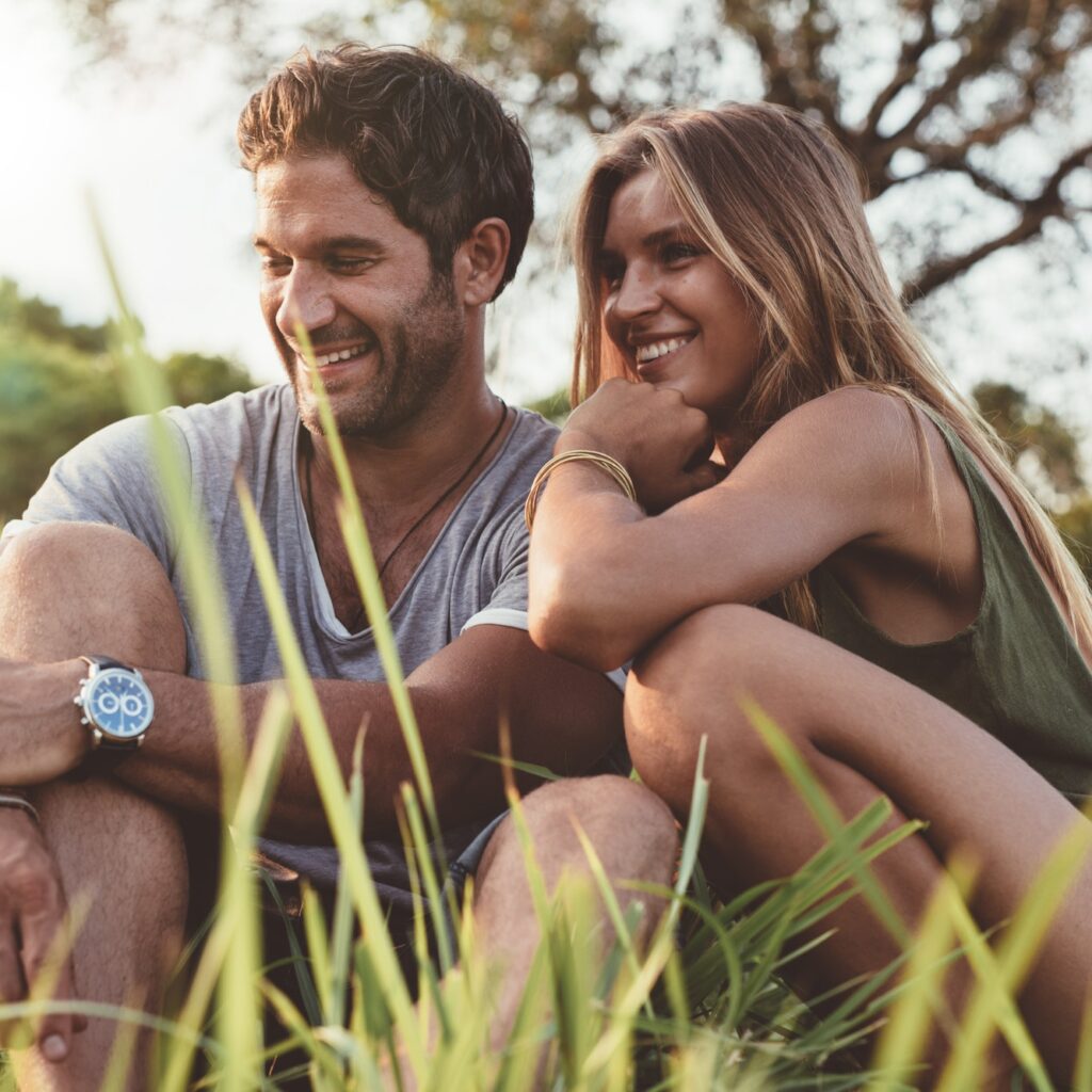 Smiling young couple in love