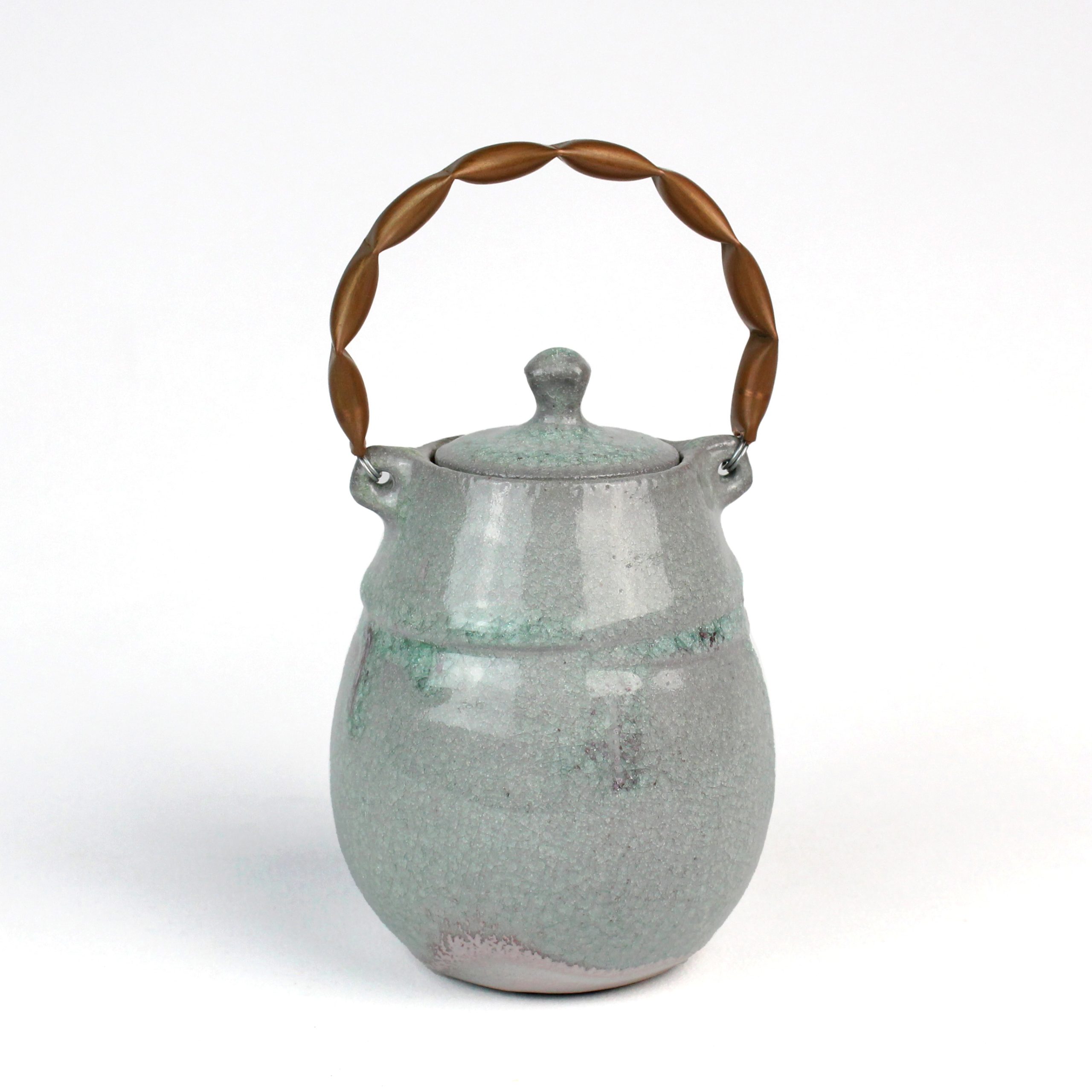Small Caddy with Copper Handle (salt-fired dolomite glaze) by Francis Lloyd-Jones