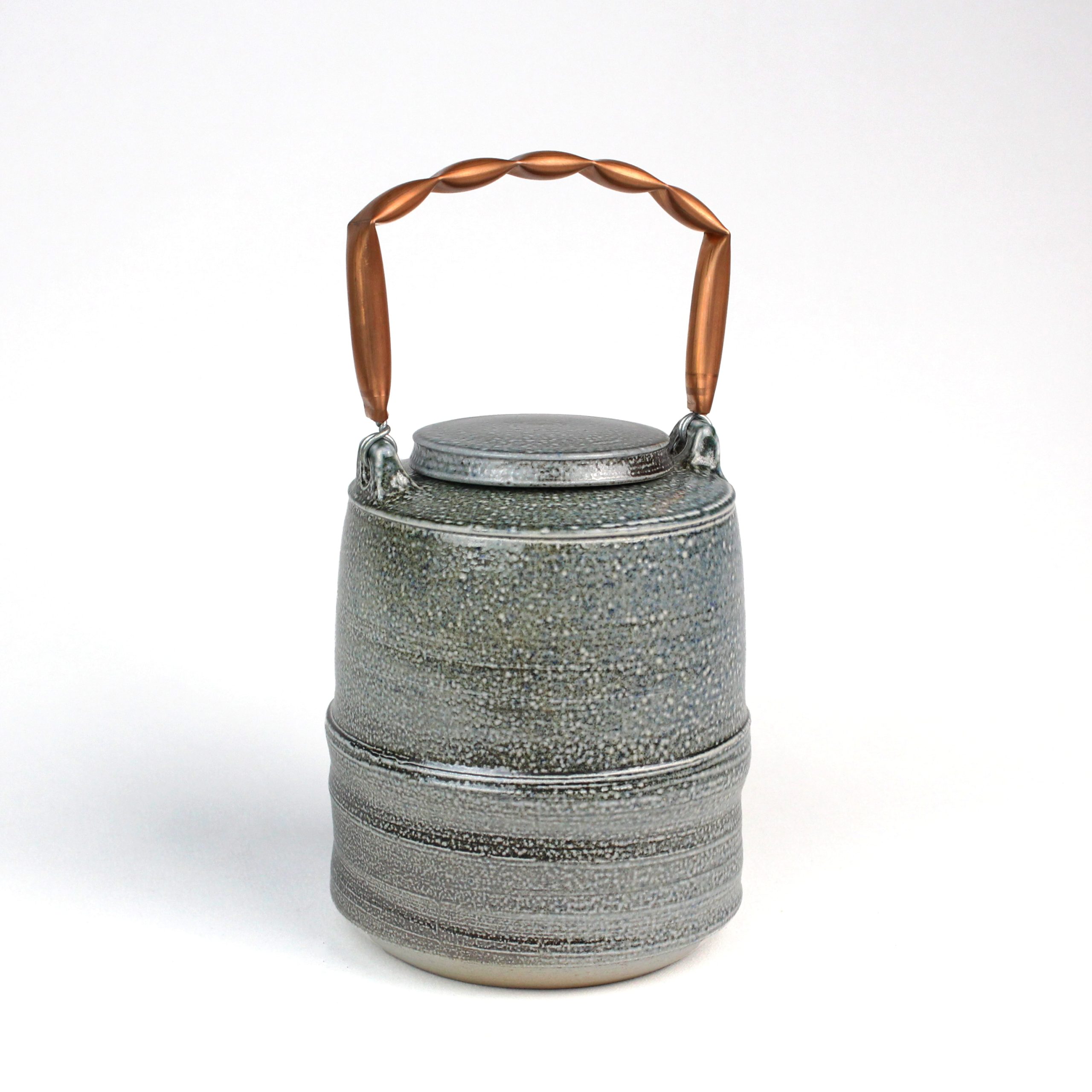 Caddy with Copper Handle (blue/black salt glaze) by Francis Lloyd-Jones