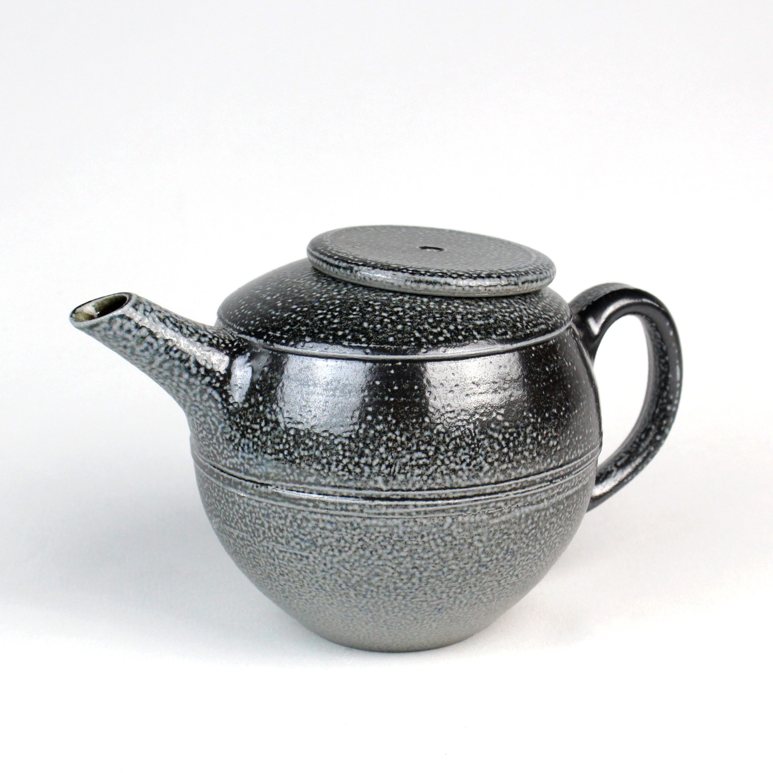 Teapot with Offset Lid (blue/black salt glaze) by Francis Lloyd-Jones