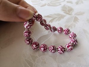 Fimo Armband Rosemuster, Modelliermasse mit Spacern