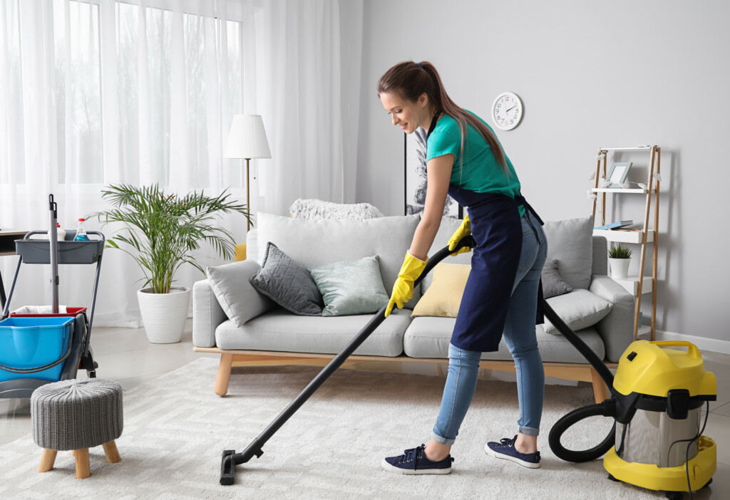 lady cleaning home