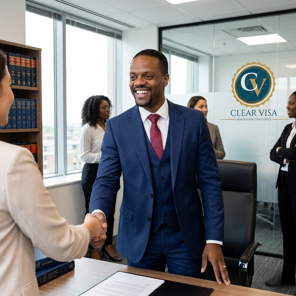 Sheon Jackson Senior Immigration Consultant at ClearVisa holding case files