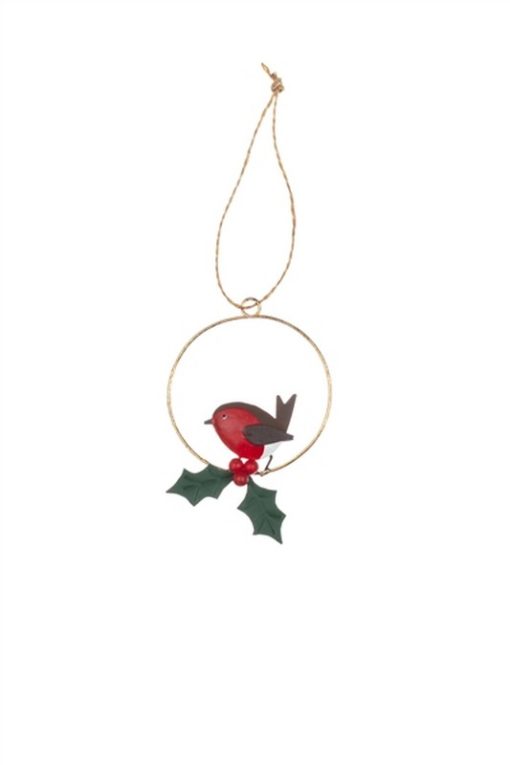Christmas Decoration - Robin and Holly Ring