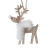 Christmas Decoration - Hanging Wooden Reindeer with Fur Scarf