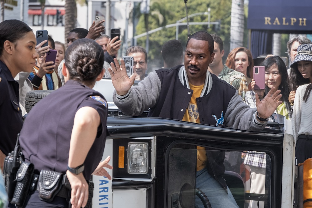 Unsurprisingly, Detective Axel Foley is in a spot of trouble. Photo: Courtesy of Netflix.