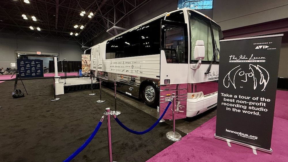 The John Lennon Educational Tour Bus returned to AES once again to grace the show floor; the vehicle travels the country 10 months of the year to work with students, musicians and more to write and record new music daily.