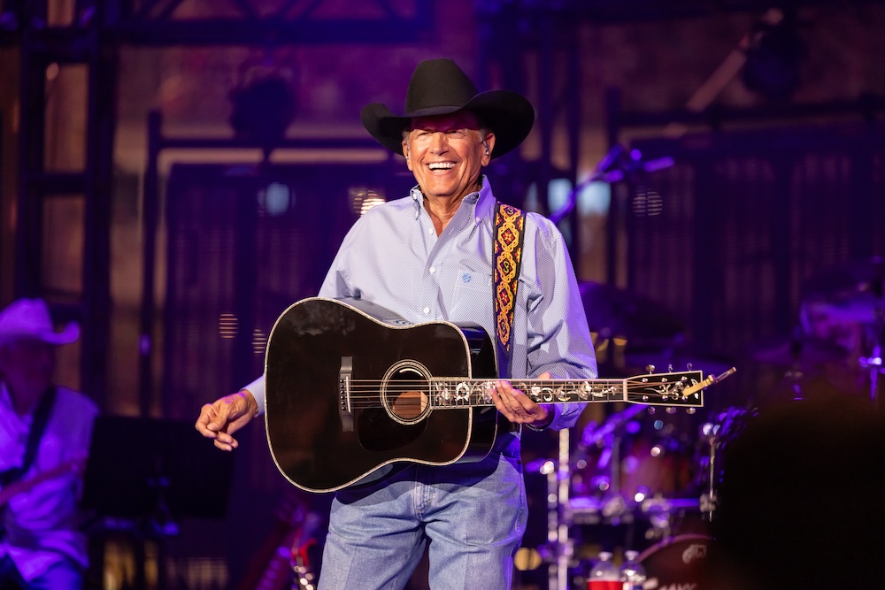 George Strait heard himself via 64 Audio A12T in-ear monitors on Shure PSM 1000 wireless systems. Photo: Alive Coverage/Messina Touring Group.