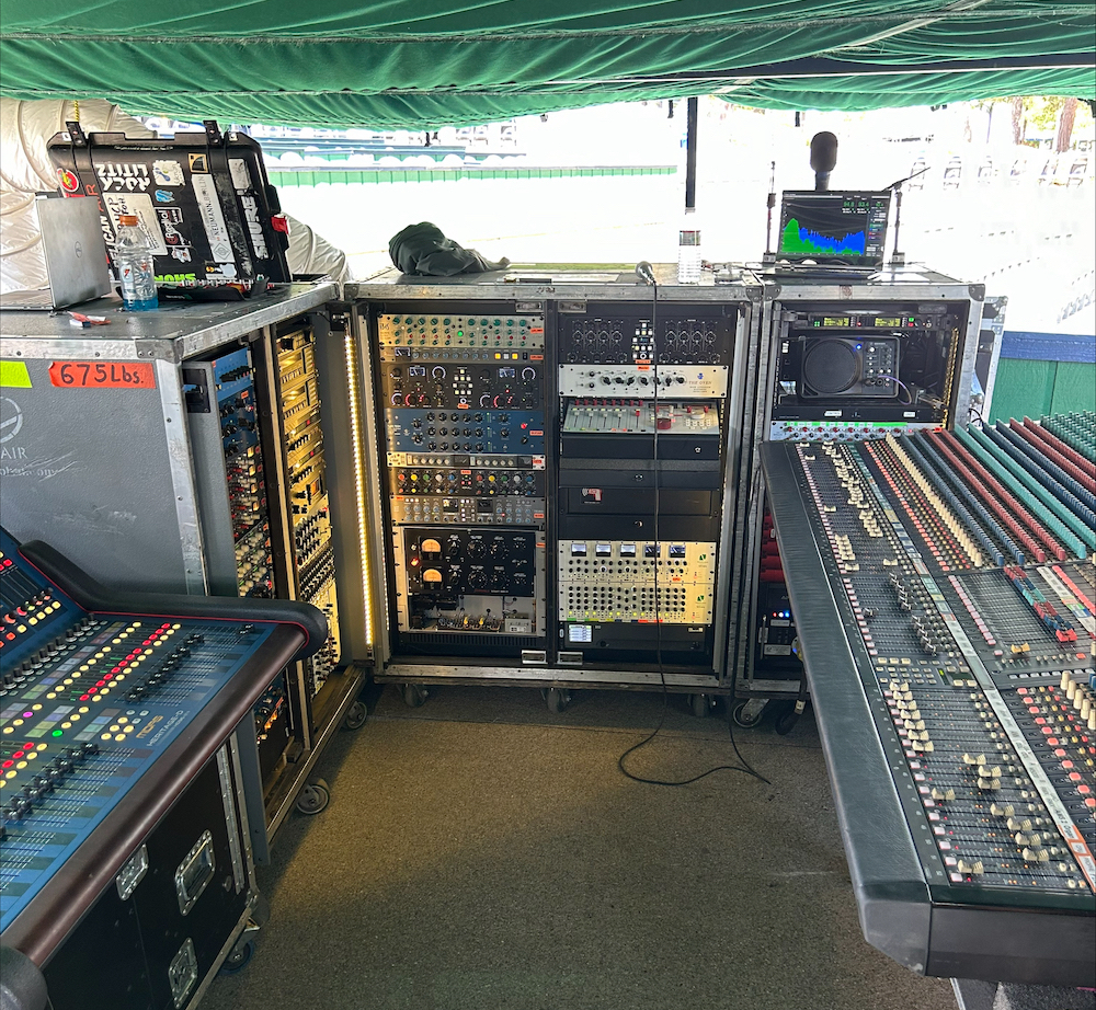 A full view of Toby Francis' FOH mix position. PHOTO: Courtesy of Toby Francis.