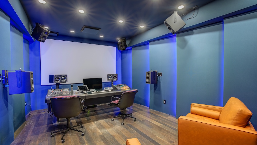 The Dolby Atmos mix room is outfitted with 11 Meyer Sound Amie speakers and two Amie subs. PHOTO: Shona and Mark McKinney/River Oak Media.