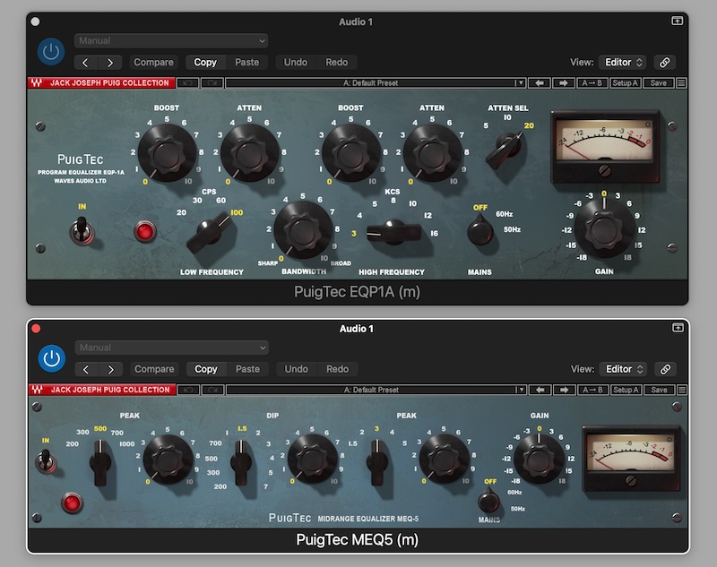 Waves collaborated with Jack Joseph Puig to model processors from his collection, including the Pultec EQP-1A and MEQ-5 equalizers.