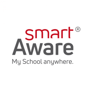 Logo von Smart Aware in Rot und Grau