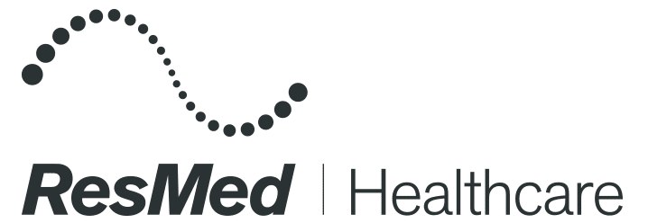 Logo von ResMed Healthcare in dunklem Grau