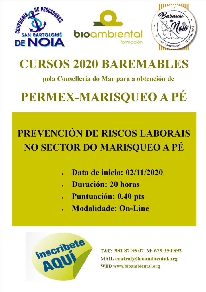 Cursos 2020 Baremables para PERMEX-MARISQUEO A PÉ