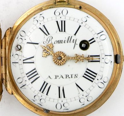 Gold & enamel verge by Romilly, Paris